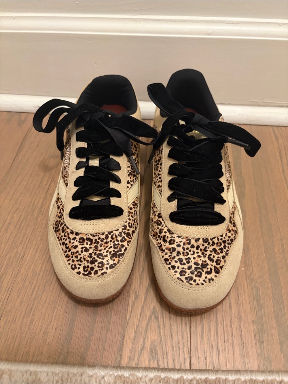 PUMA Bella Donna Animal Flair Beige Sneakers with Black Velvet Laces
